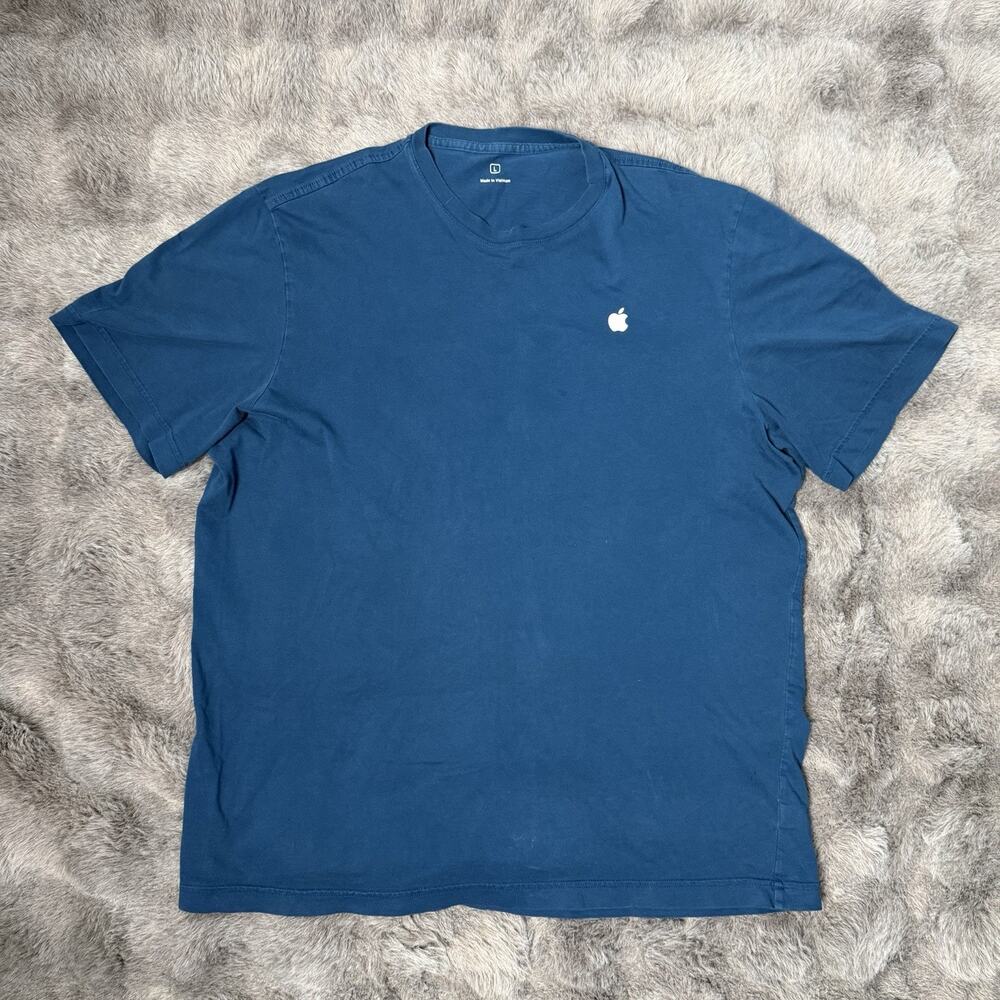 Apple Employee Logo Navy Blue Short Sleeve T-Shirt Size Large
